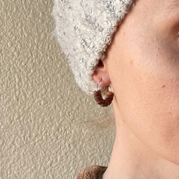 Handmade Picasso Jasper Beaded Hoop Earrings - Picture 8 of 8